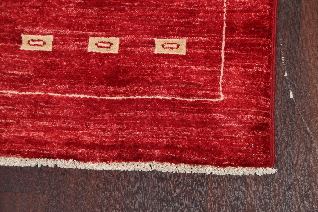 Red Gabbeh Kashkoli Oriental Runner Rug 3x10