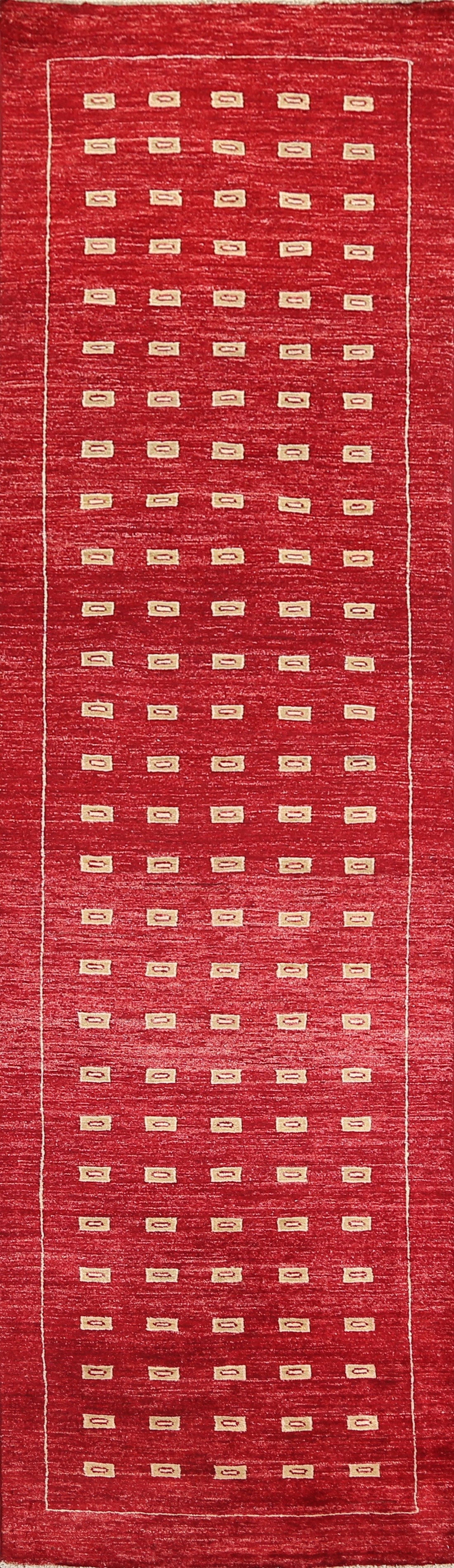 Red Gabbeh Kashkoli Oriental Runner Rug 3x10