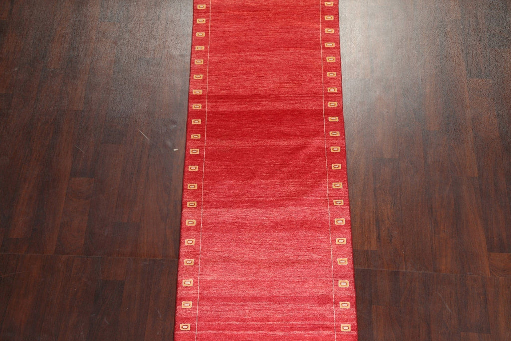 Red Gabbeh Kashkoli Oriental Runner Rug 3x10