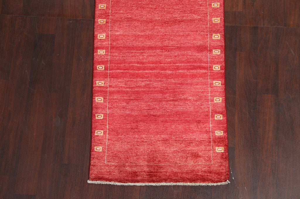 Red Gabbeh Kashkoli Oriental Runner Rug 3x10