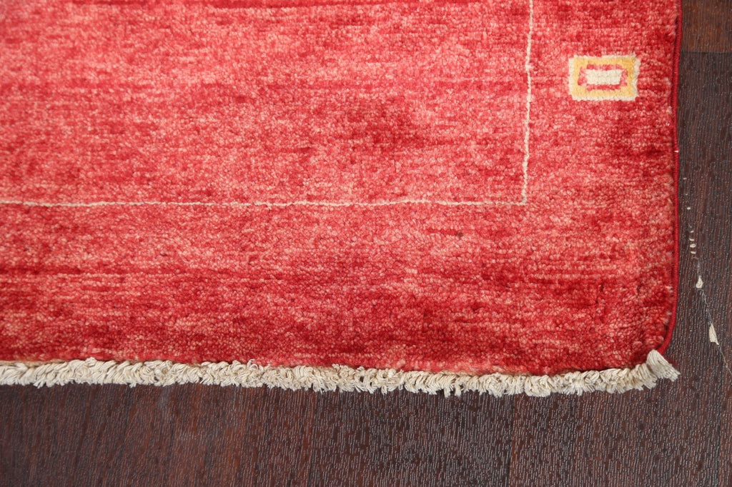 Red Gabbeh Kashkoli Oriental Runner Rug 3x10