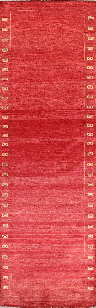 Red Gabbeh Kashkoli Oriental Runner Rug 3x10