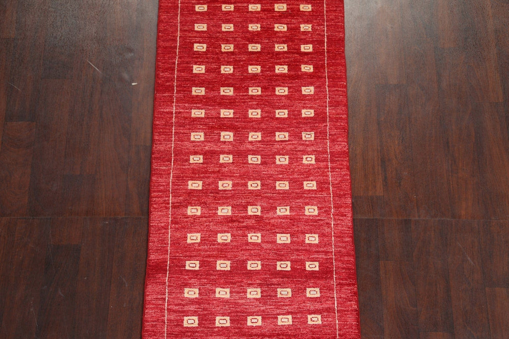 Geometric Gabbeh Kashkoli Oriental Runner Rug 3x8