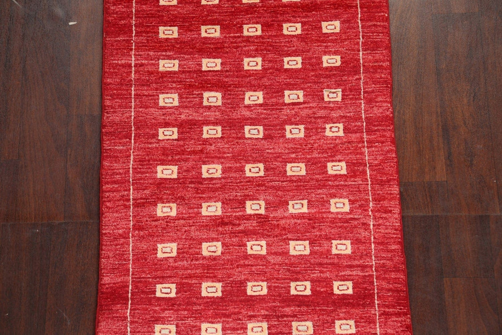 Geometric Gabbeh Kashkoli Oriental Runner Rug 3x8