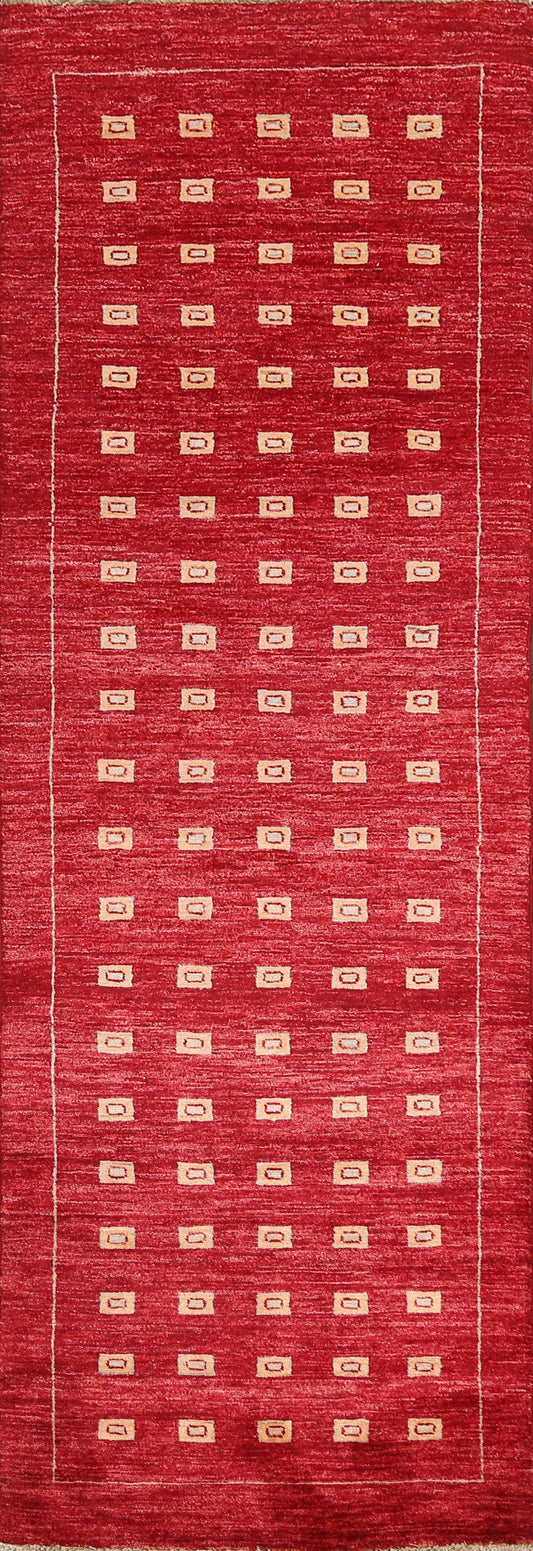 Geometric Gabbeh Kashkoli Oriental Runner Rug 3x8