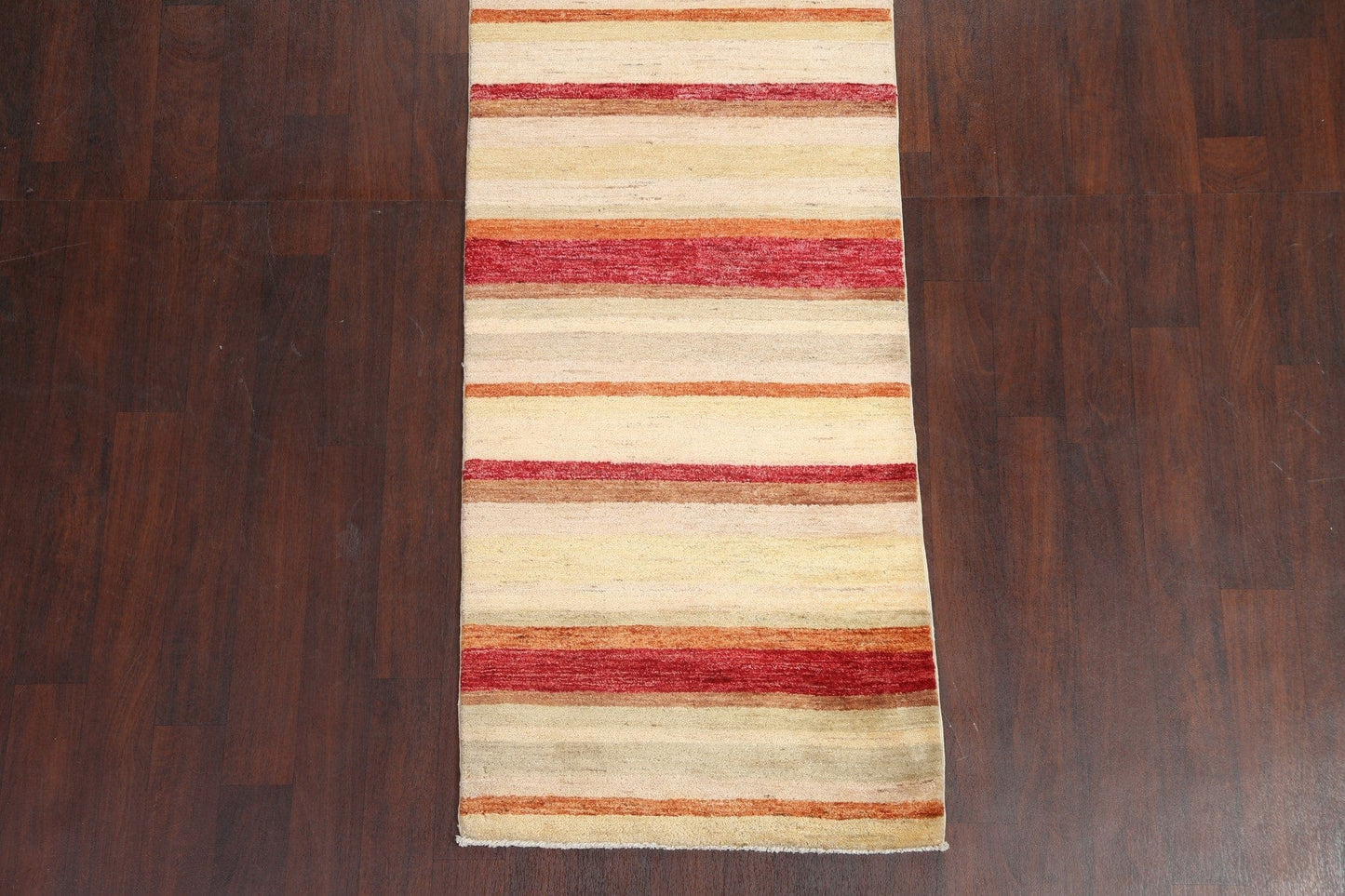 Striped Gabbeh Kashkoli Oriental Runner Rug 3x13