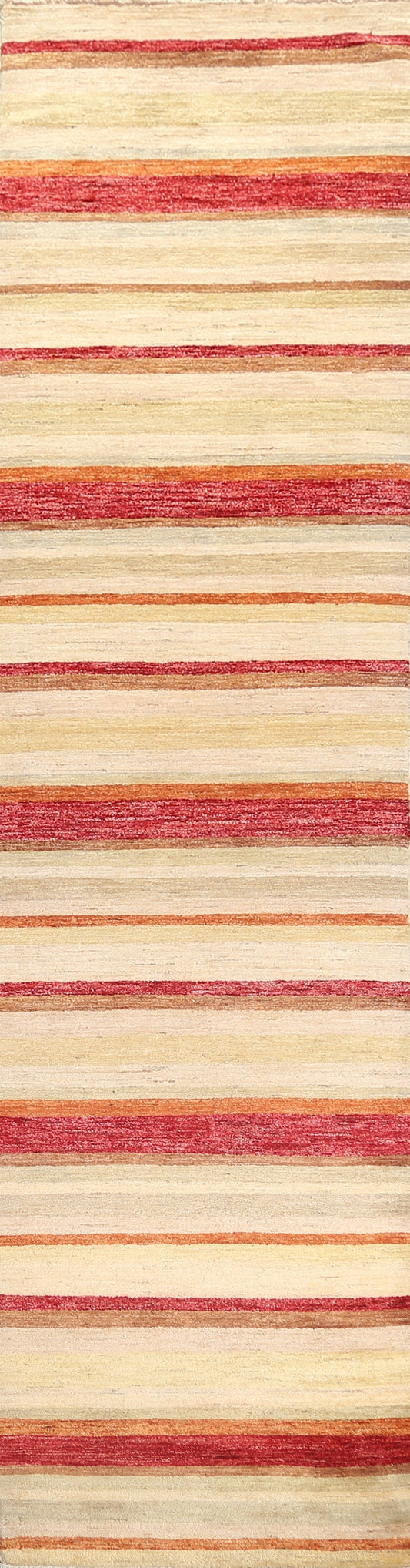 Striped Gabbeh Kashkoli Oriental Runner Rug 3x13