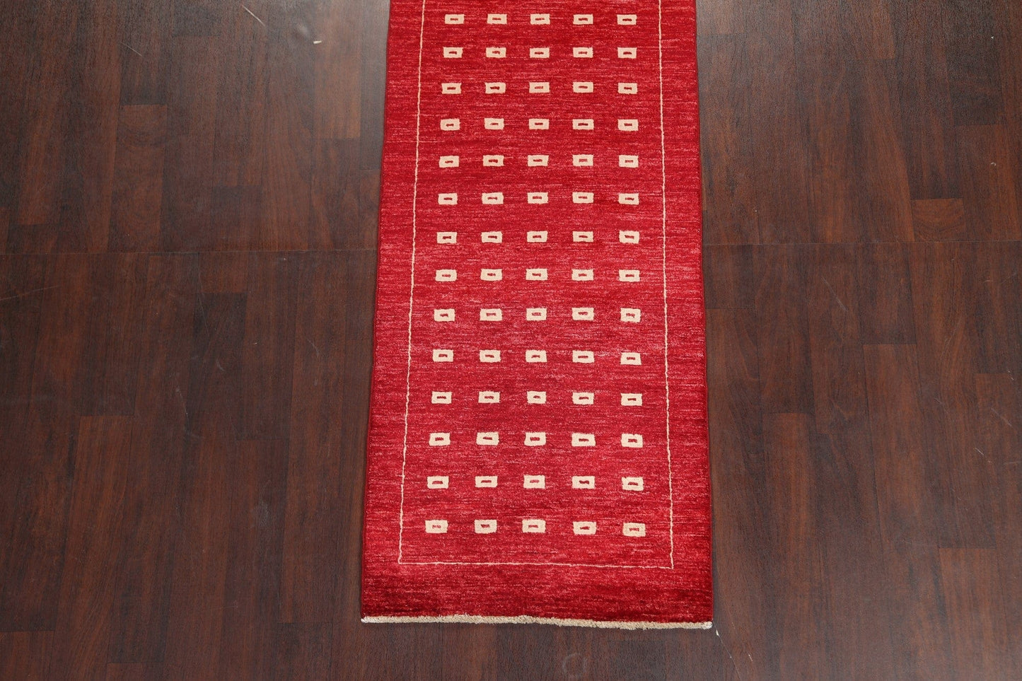 Red Gabbeh Kashkoli Runner Oriental Rug 3x8