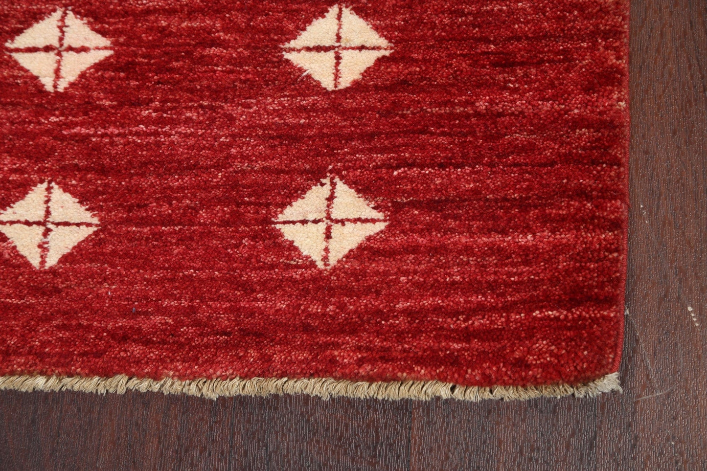 Geometric Red Gabbeh Kashkoli Oriental Runner Rug 3x8