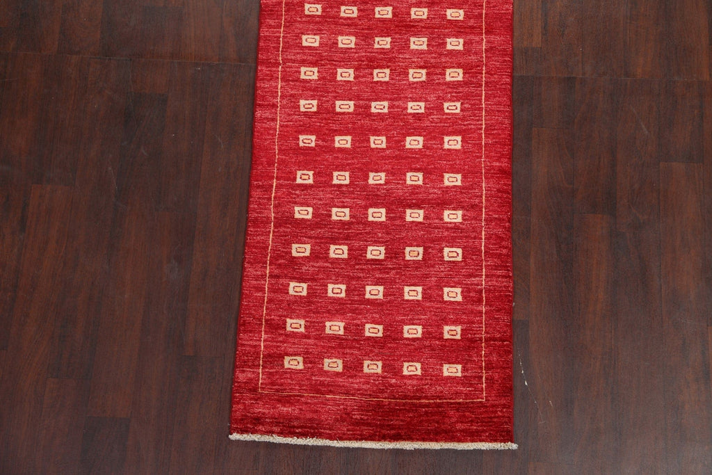 Red Gabbeh Kashkoli Oriental Runner Rug 3x10