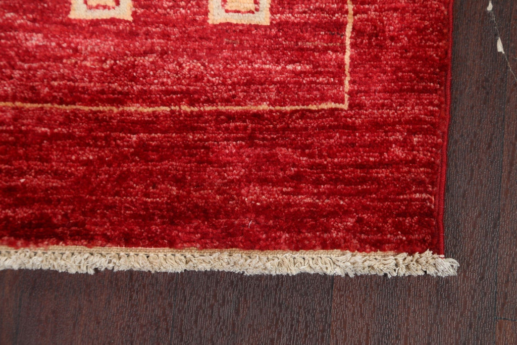 Red Gabbeh Kashkoli Oriental Runner Rug 3x10