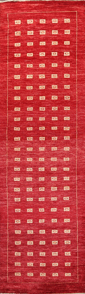 Red Gabbeh Kashkoli Oriental Runner Rug 3x10