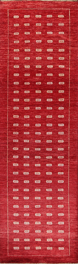 Red Runner Gabbeh Kashkoli Oriental Wool Rug 3x10