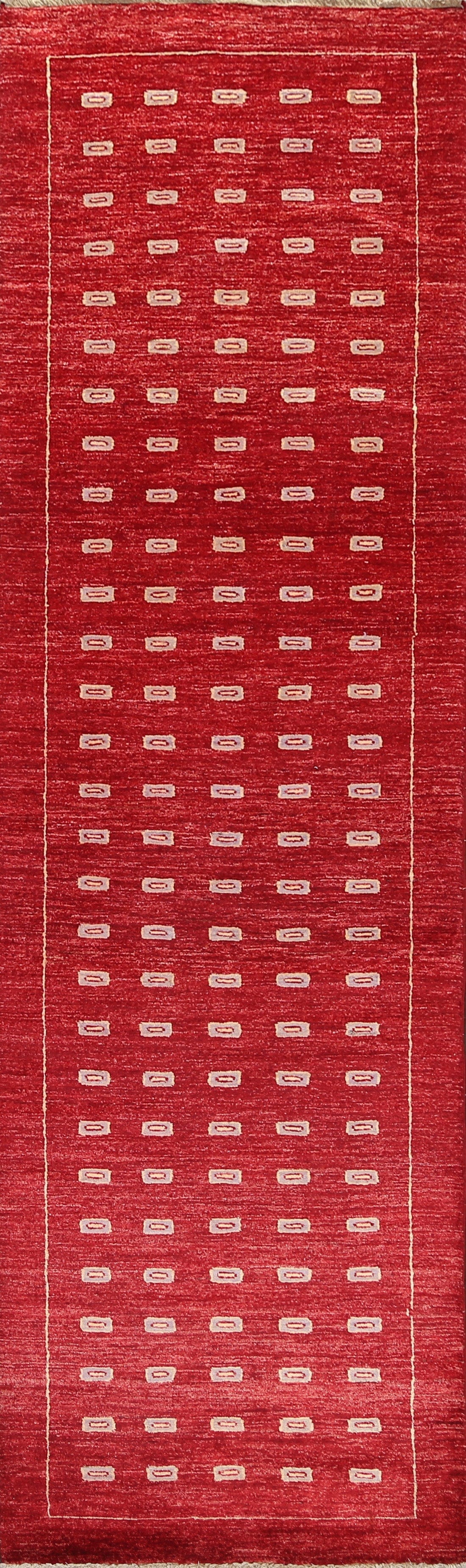 Red Runner Gabbeh Kashkoli Oriental Wool Rug 3x10