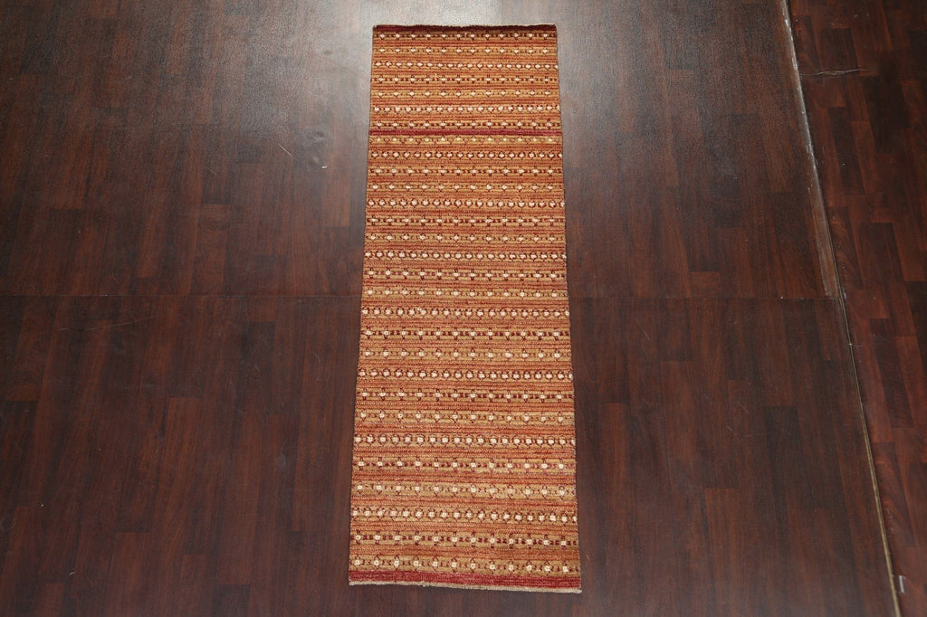 Striped Runner Gabbeh Kashkoli Oriental Rug 3x8