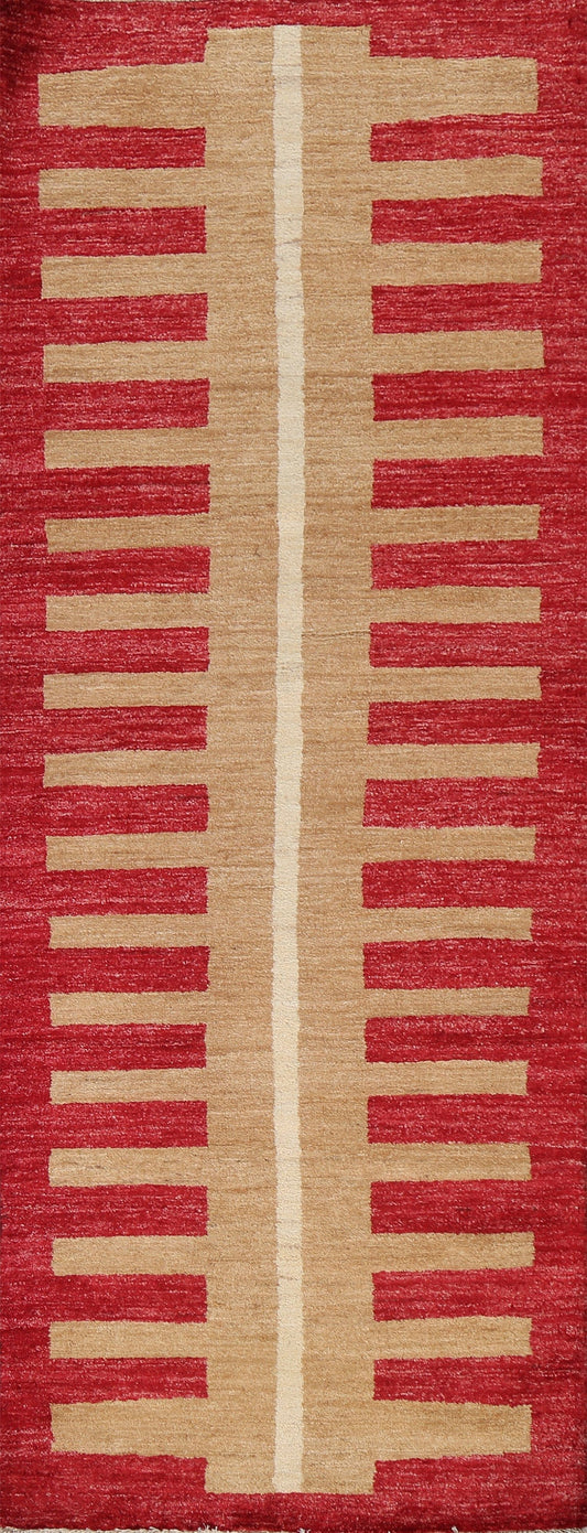 Handmade Wool Gabbeh Kashkoli Oriental Runner Rug 3x7