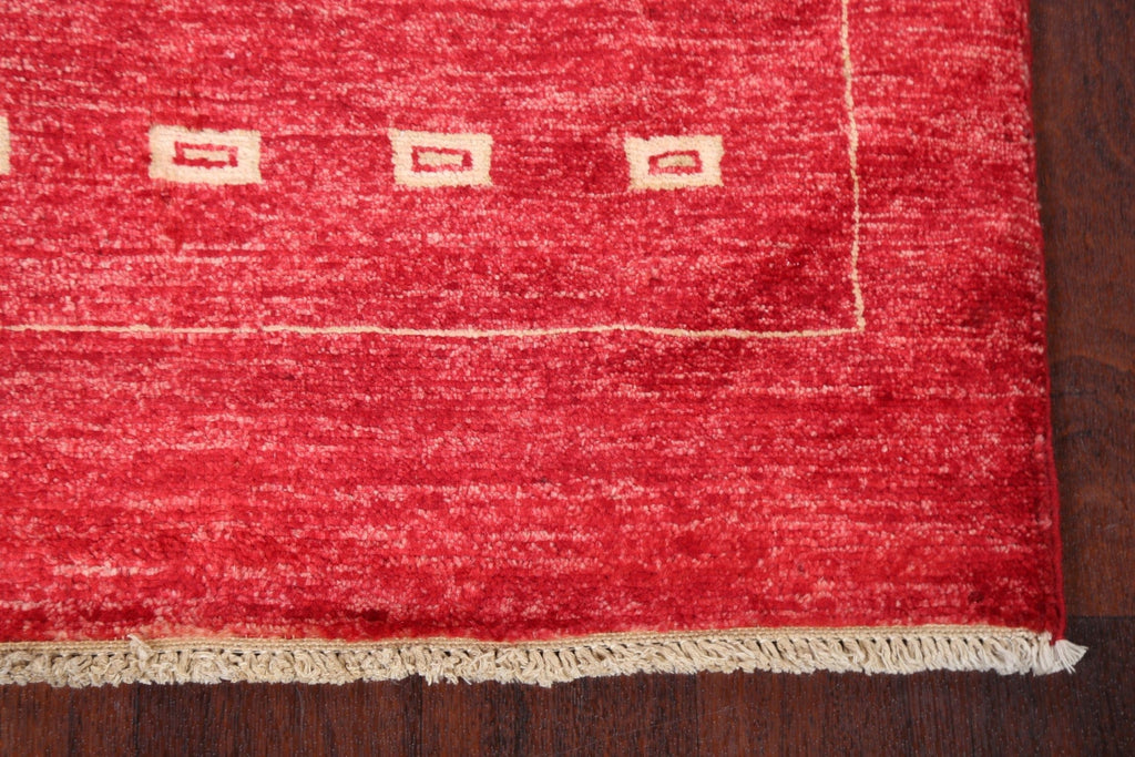 Red Runner Gabbeh Kashkoli Oriental Wool Rug 3x10