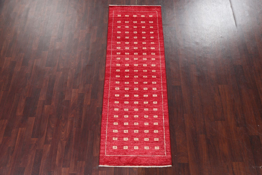 Red Runner Gabbeh Kashkoli Oriental Rug 3x8