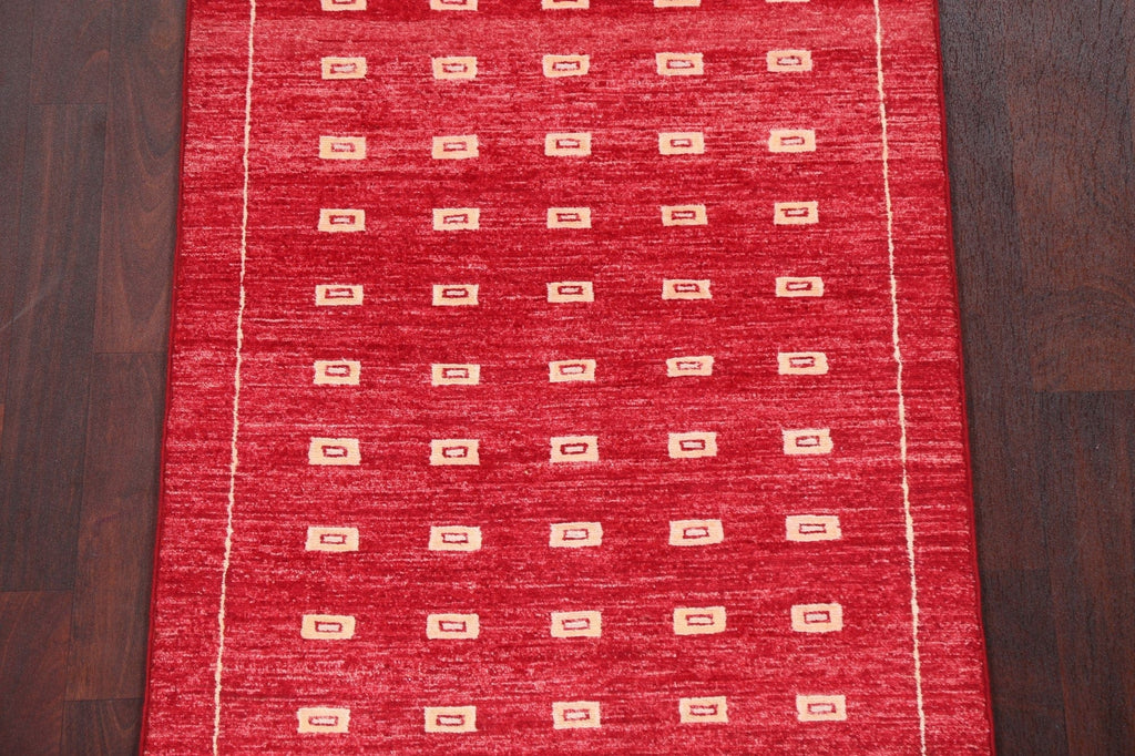 Red Runner Gabbeh Kashkoli Oriental Rug 3x8