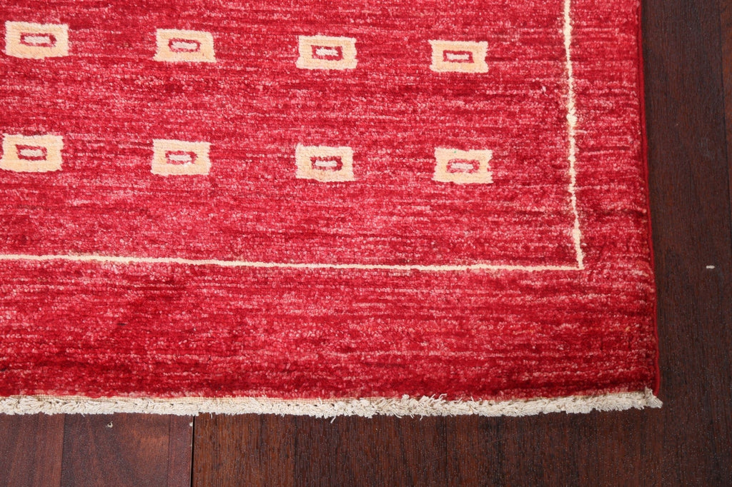 Red Runner Gabbeh Kashkoli Oriental Rug 3x8