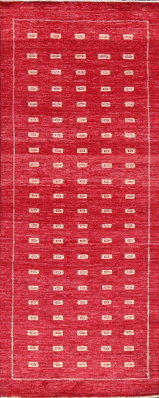 Red Runner Gabbeh Kashkoli Oriental Rug 3x8