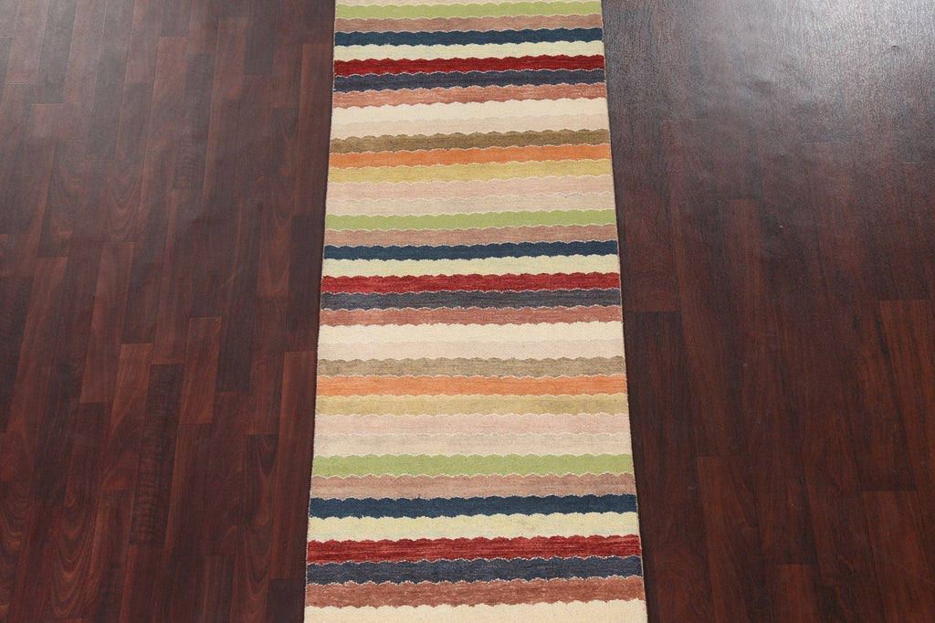 Contemporary Gabbeh Kashkoli Oriental Runner Rug 3x8