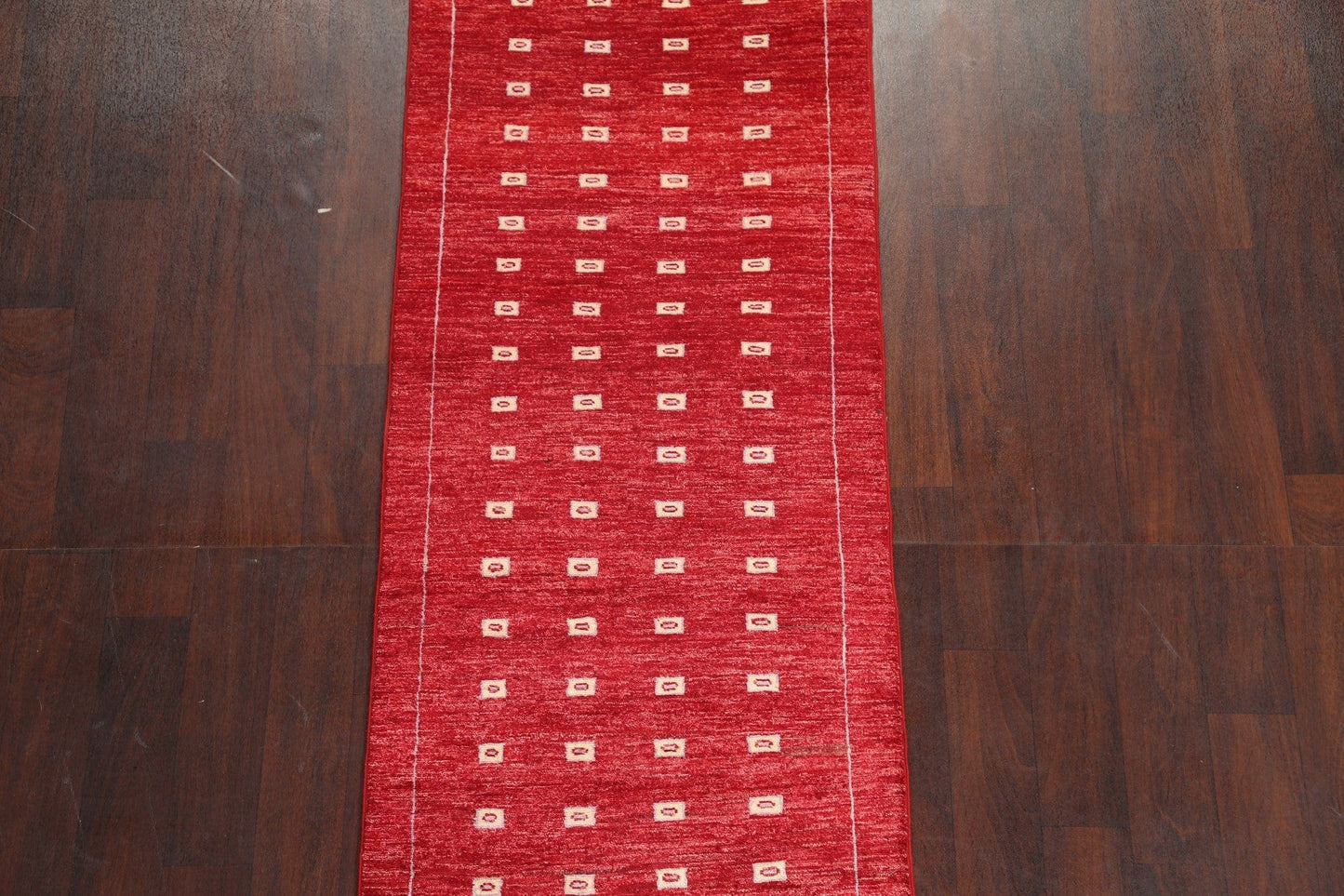 Red Geometric Gabbeh Kashkoli Oriental Wool Rug 3x8