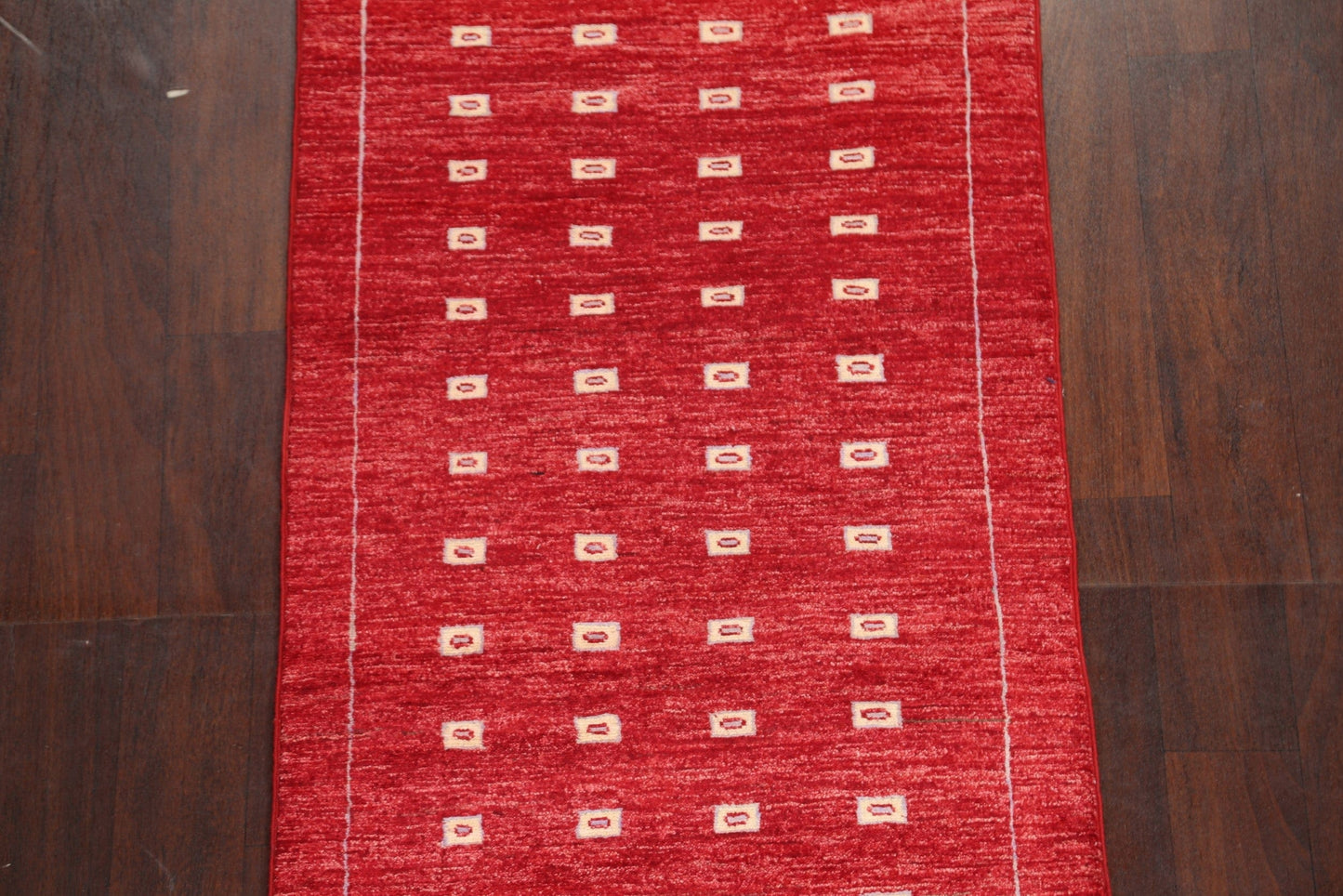 Red Geometric Gabbeh Kashkoli Oriental Wool Rug 3x8