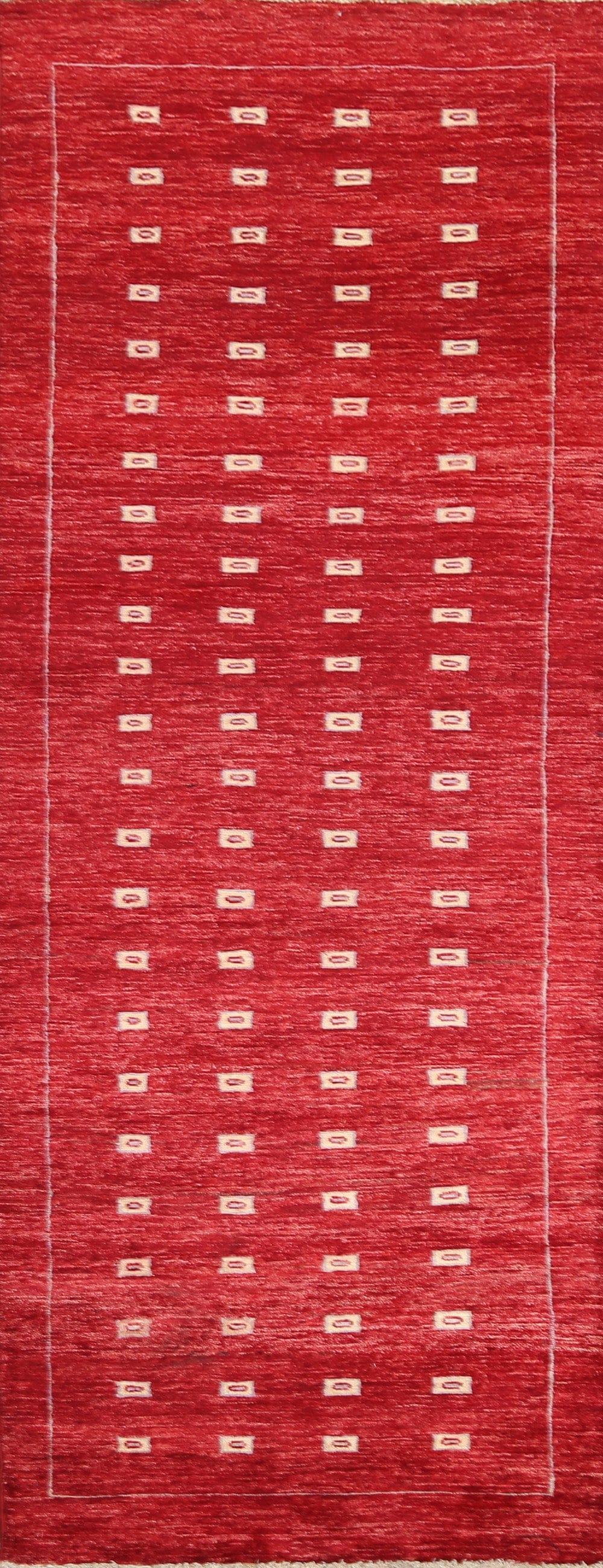 Red Geometric Gabbeh Kashkoli Oriental Wool Rug 3x8