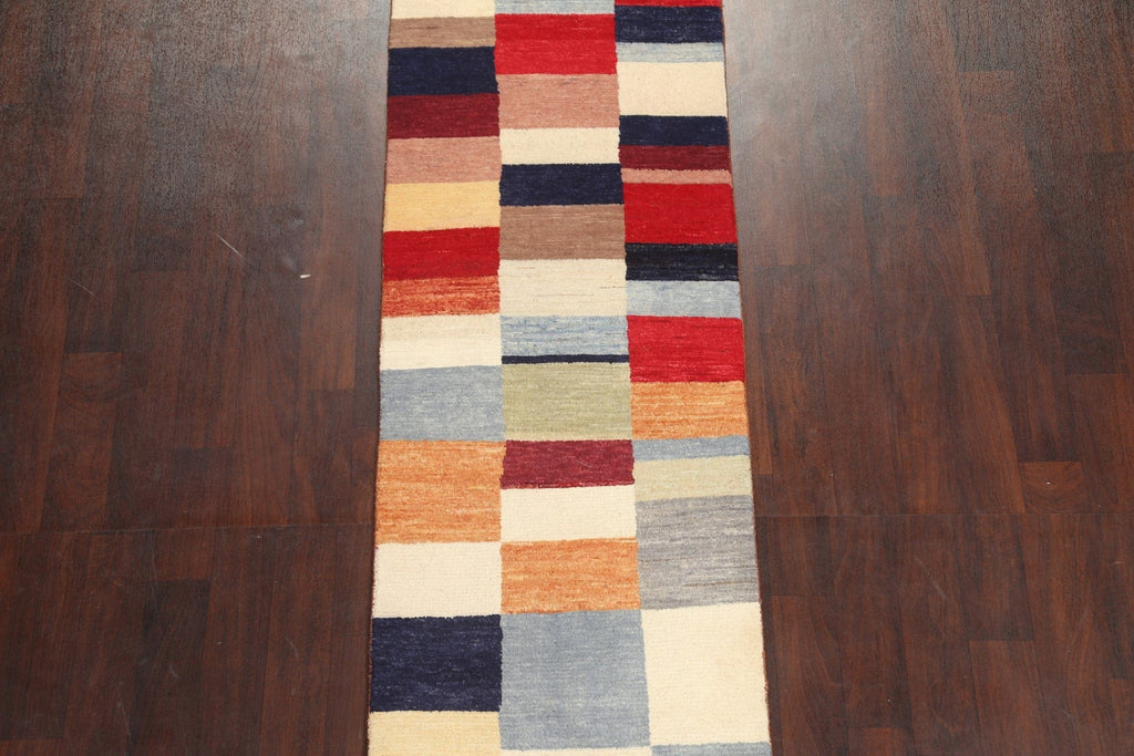 Modern Wool Gabbeh Kashkoli Oriental Runner Rug 3x10