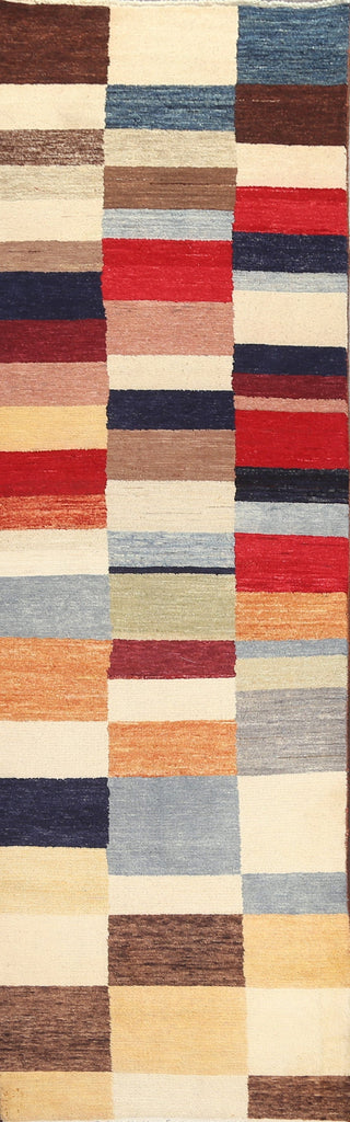 Modern Wool Gabbeh Kashkoli Oriental Runner Rug 3x10