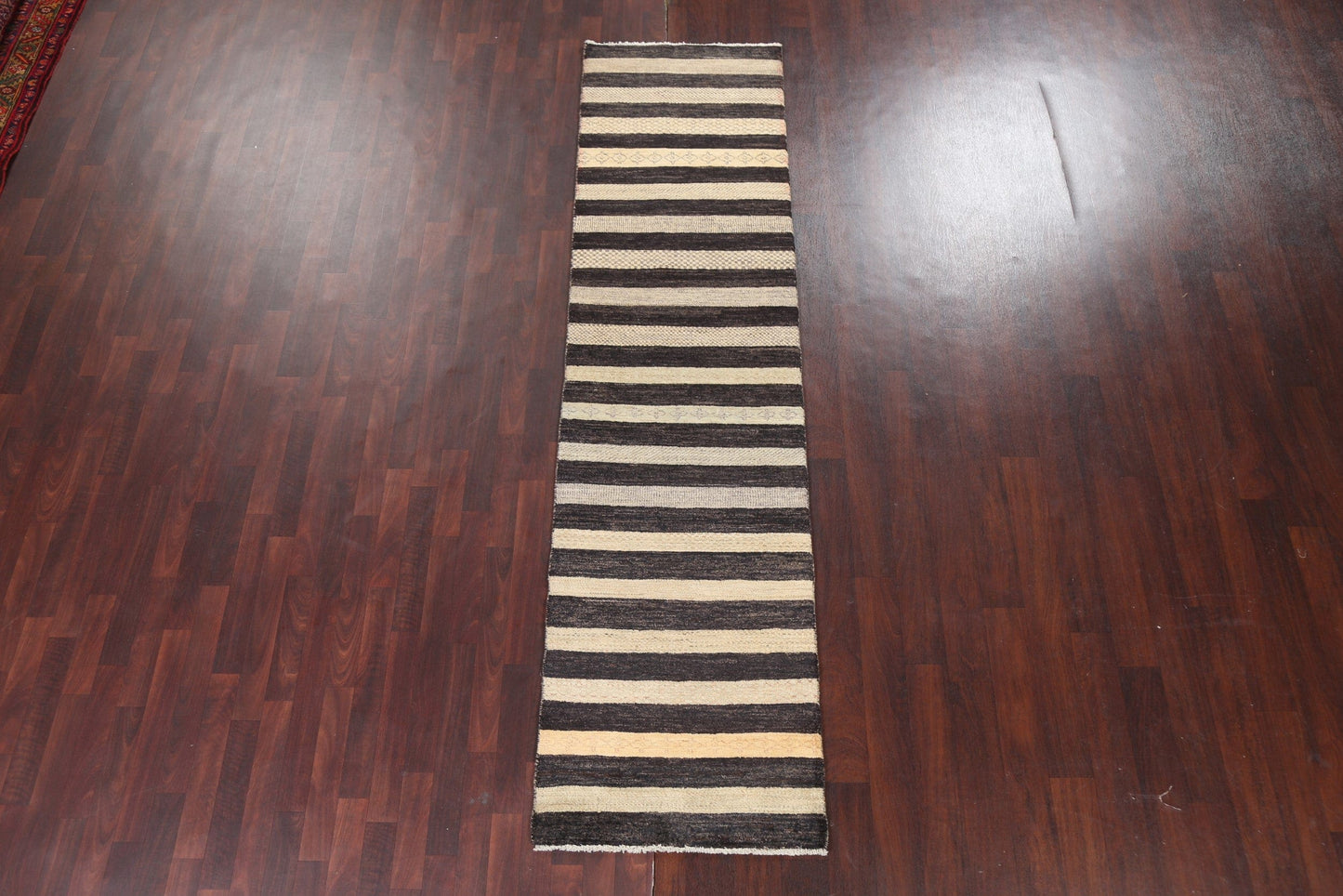 Striped Gabbeh Kashkoli Oriental Runner Rug 3x10