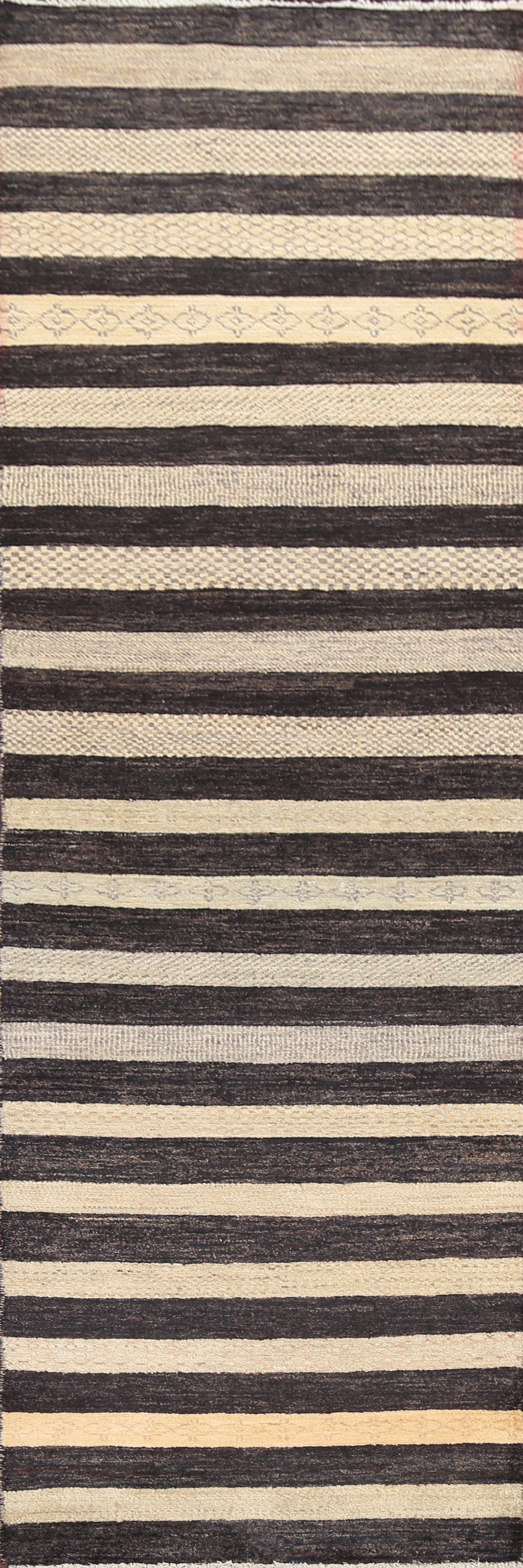 Striped Gabbeh Kashkoli Oriental Runner Rug 3x10