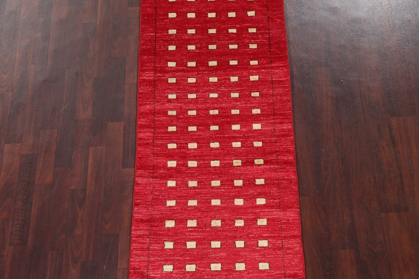 Red Geometric Gabbeh Kashkoli Oriental Runner Rug 3x9