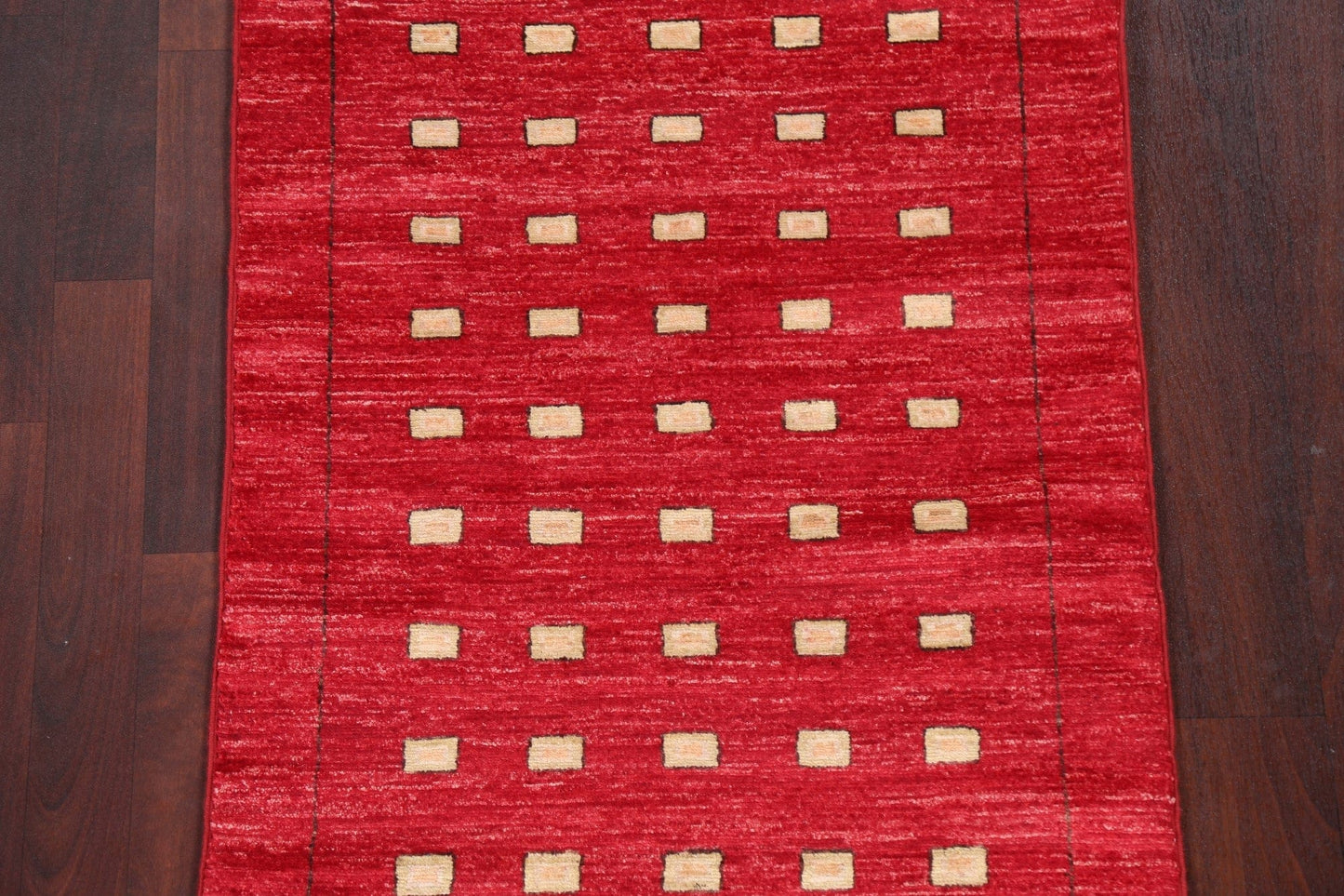 Red Geometric Gabbeh Kashkoli Oriental Runner Rug 3x9