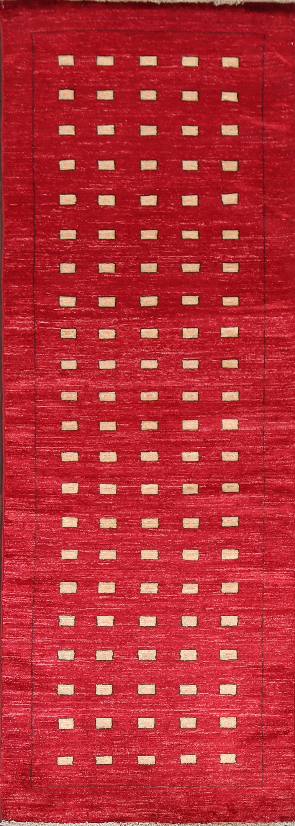 Red Geometric Gabbeh Kashkoli Oriental Runner Rug 3x9