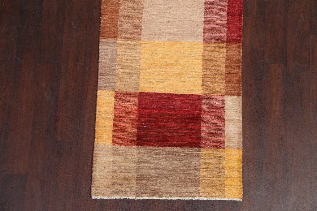 Modern Wool Gabbeh Kashkoli Oriental Runner Rug 3x12