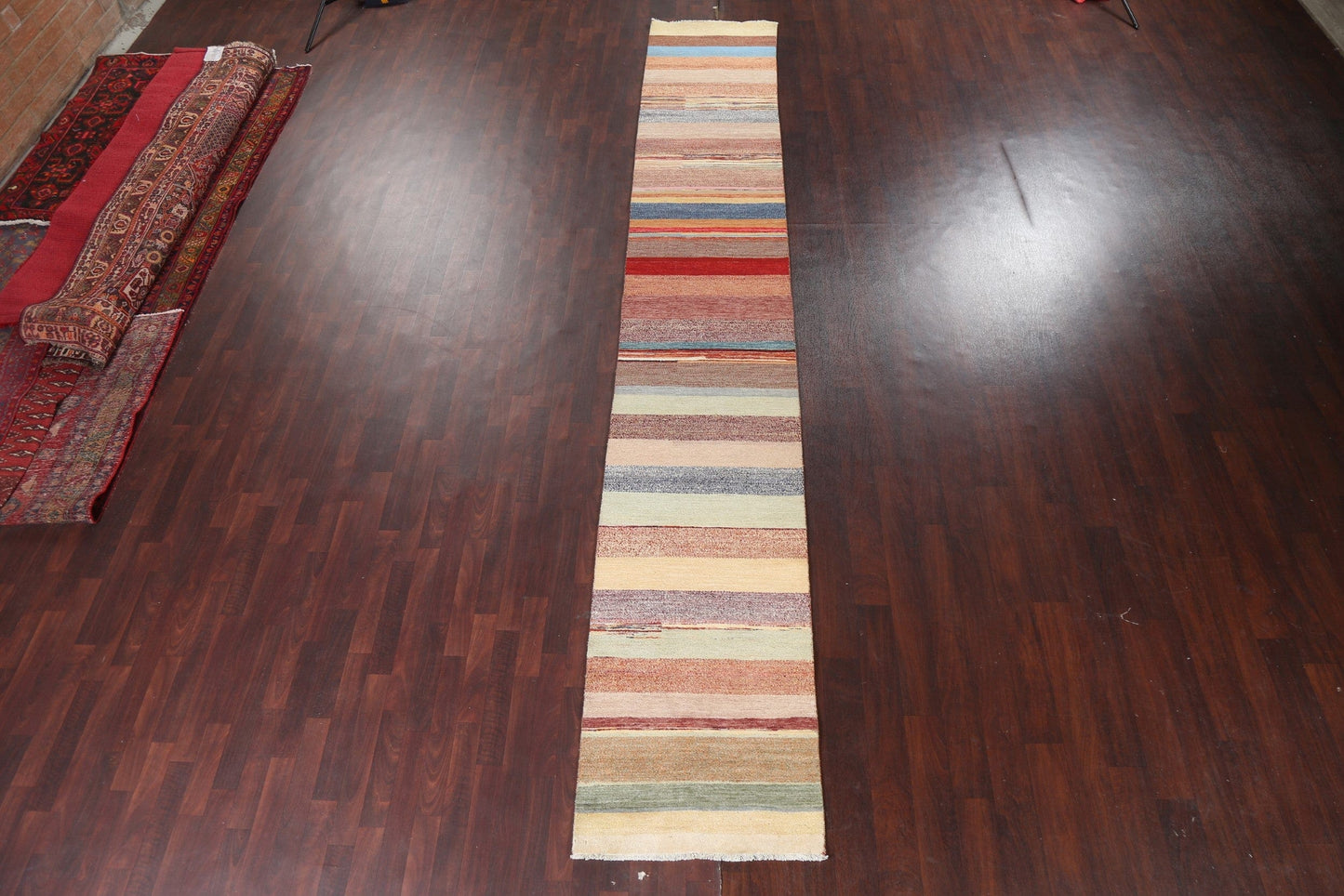 Striped Gabbeh Kashkoli Oriental Runner Rug 3x16