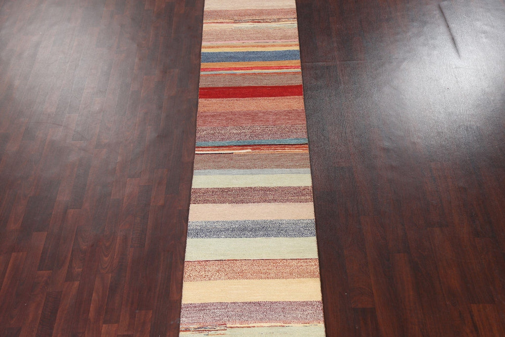 Striped Gabbeh Kashkoli Oriental Runner Rug 3x16