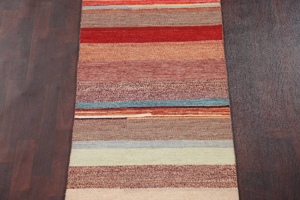 Striped Gabbeh Kashkoli Oriental Runner Rug 3x16