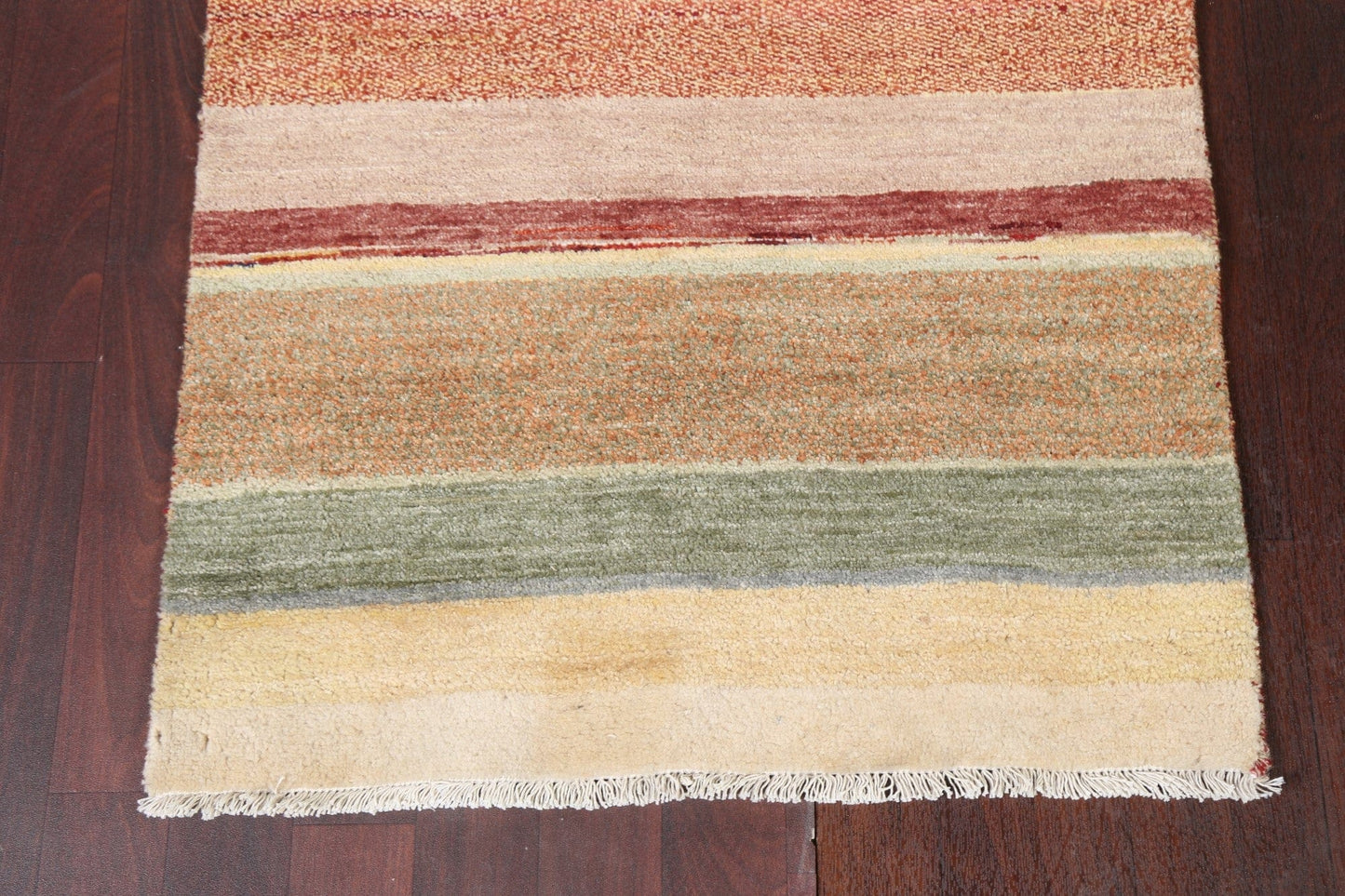 Striped Gabbeh Kashkoli Oriental Runner Rug 3x16