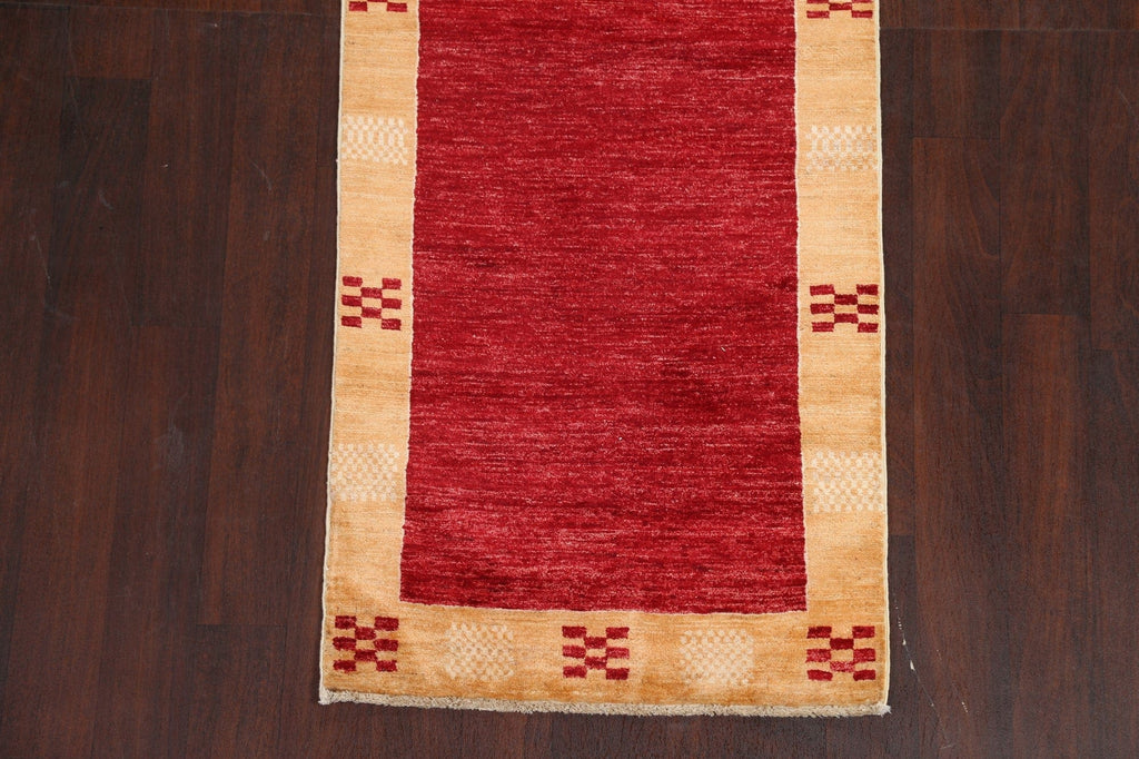 Red Wool Gabbeh Kashkoli Oriental Runner Rug 3x8