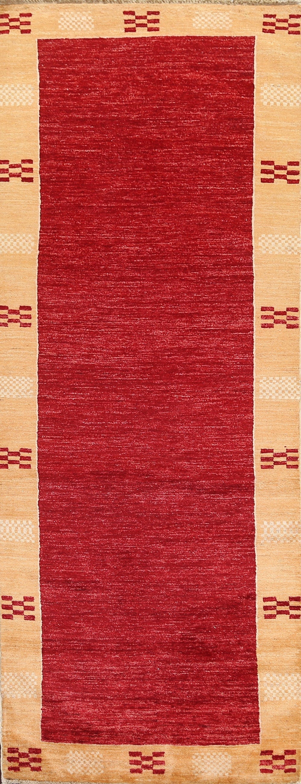 Red Wool Gabbeh Kashkoli Oriental Runner Rug 3x8