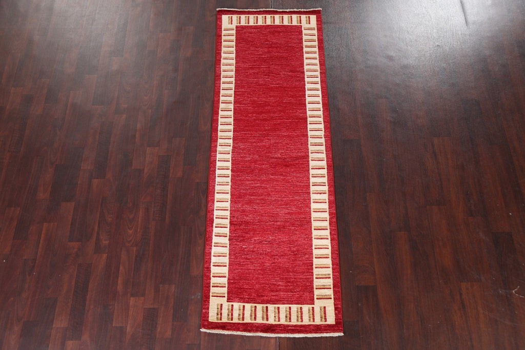 Handmade Red Gabbeh Kashkoli Oriental Runner Rug 3x8