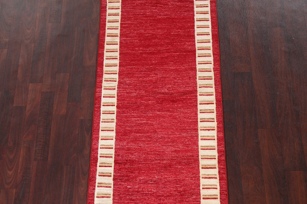 Handmade Red Gabbeh Kashkoli Oriental Runner Rug 3x8