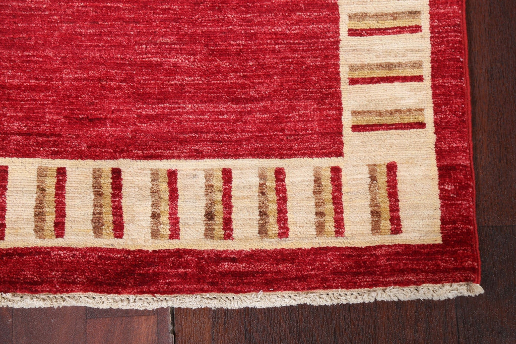 Handmade Red Gabbeh Kashkoli Oriental Runner Rug 3x8