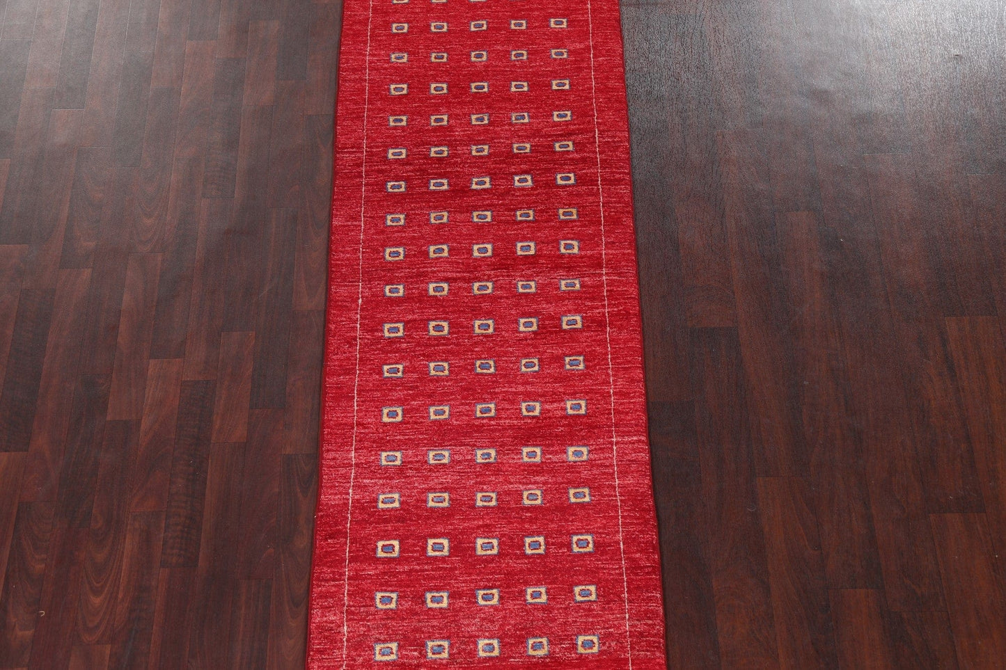 Red Geometric Gabbeh Kashkoli Oriental Runner Rug 3x10