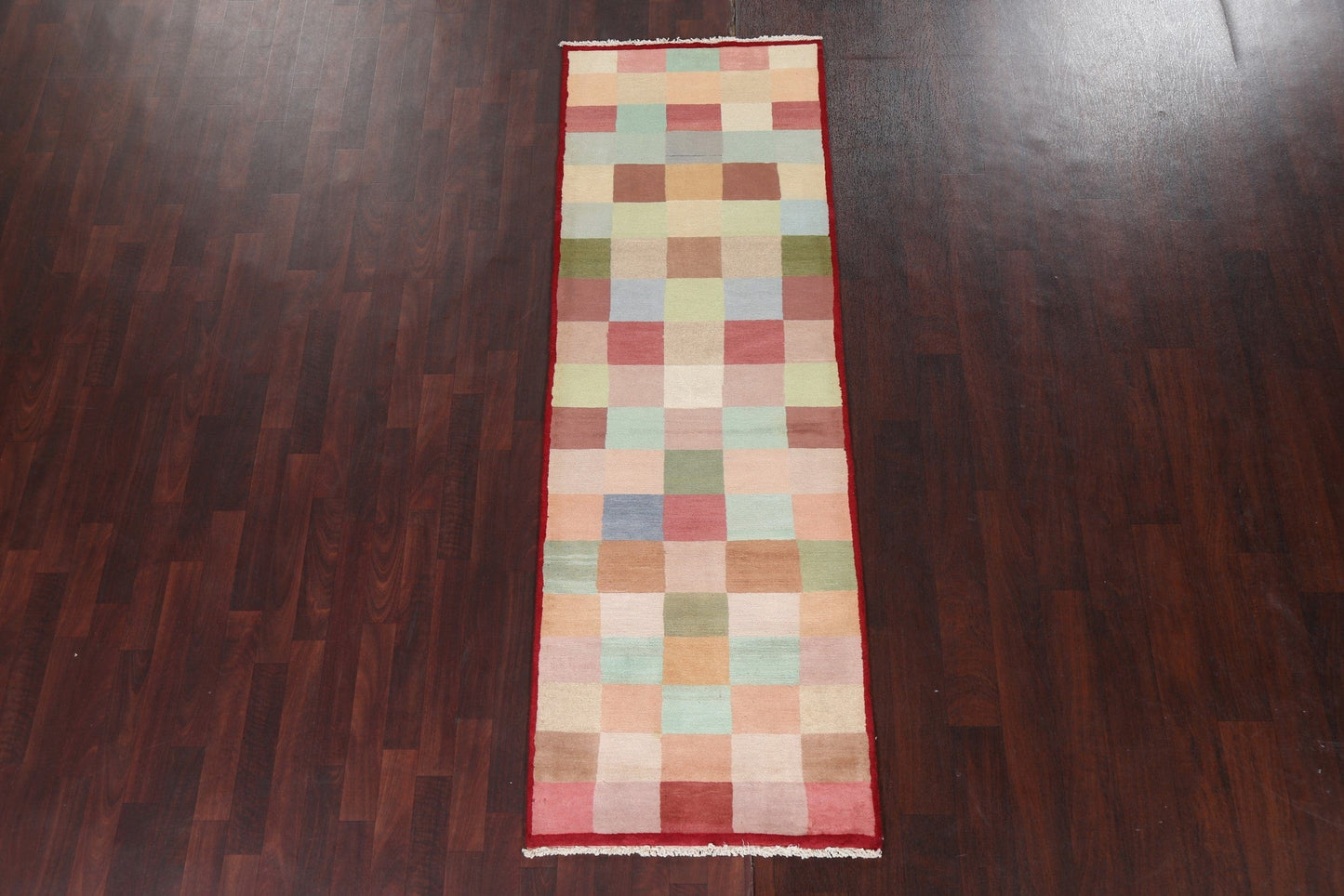 Checkered Gabbeh Kashkoli Oriental Runner Rug 3x8