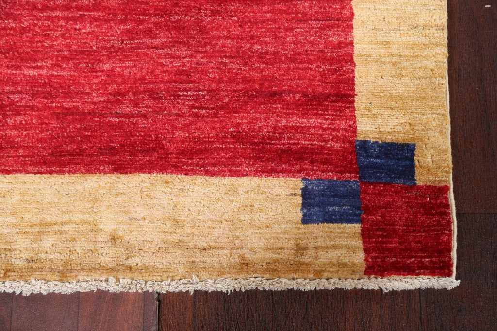 Red Gabbeh Kashkoli Oriental Runner Rug 3x10