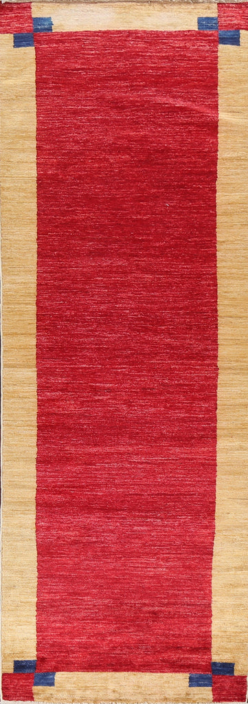 Red Gabbeh Kashkoli Oriental Runner Rug 3x10